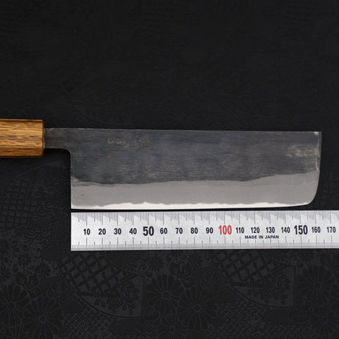 Nakiri Blue Steel #2 Kurouchi Oak Handle 165mm-[Musashi]-[Japanese-Kitchen-Knives]