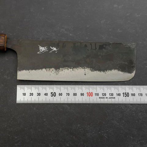 Nakiri Blue Steel #2 Kurouchi Sumi Urushi Handle 165mm-[Musashi]-[Japanese-Kitchen-Knives]