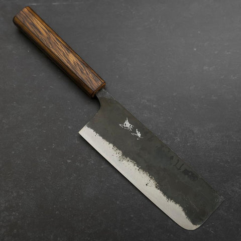 Nakiri Blue Steel #2 Kurouchi Sumi Urushi Handle 165mm-[Musashi]-[Japanese-Kitchen-Knives]
