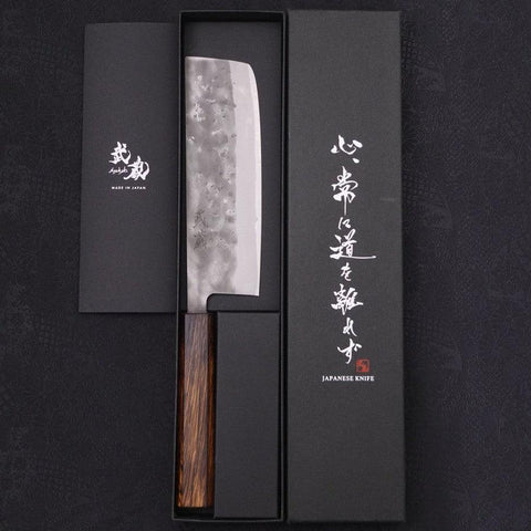 Nakiri Blue Steel #2 Nashiji Sumi Urushi Handle 165mm-[Musashi]-[Japanese-Kitchen-Knives]