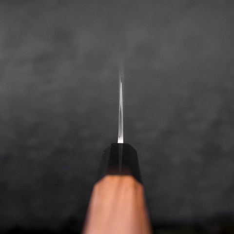 Nakiri Blue Steel #2 Stainless Clad Nashiji Buffalo Teak Handle 165mm-[Musashi]-[Japanese-Kitchen-Knives]