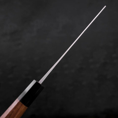 Nakiri Blue Steel #2 Stainless Clad Nashiji Buffalo Teak Handle 165mm-[Musashi]-[Japanese-Kitchen-Knives]