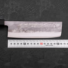 Nakiri Blue Steel #2 Stainless Clad Nashiji Buffalo Teak Handle 165mm-[Musashi]-[Japanese-Kitchen-Knives]