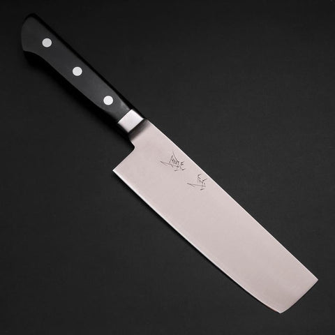 Nakiri Molybdenum Polished Western Black Handle 160mm (6.3”)-[Musashi]-[Japanese-Kitchen-Knives]