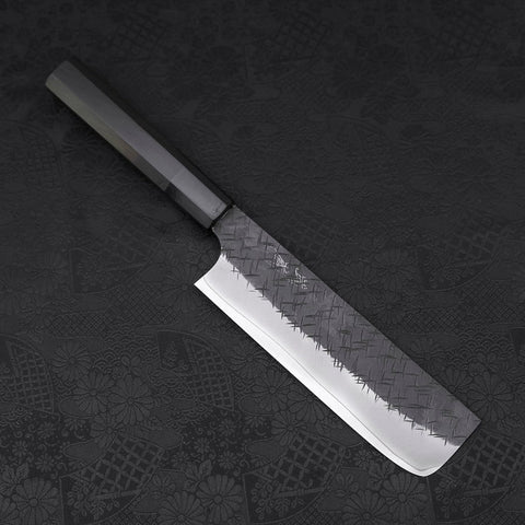 Nakiri SG-2 Kurouchi Tsuchime Buffalo Ebony Handle 170mm (6.7”)-[Musashi]-[Japanese-Kitchen-Knives]