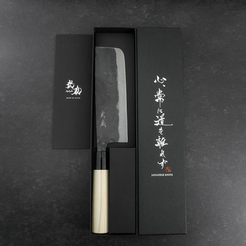 Nakiri SK Steel Kurouchi Magnolia Handle 170mm-[Musashi]-[Japanese-Kitchen-Knives]
