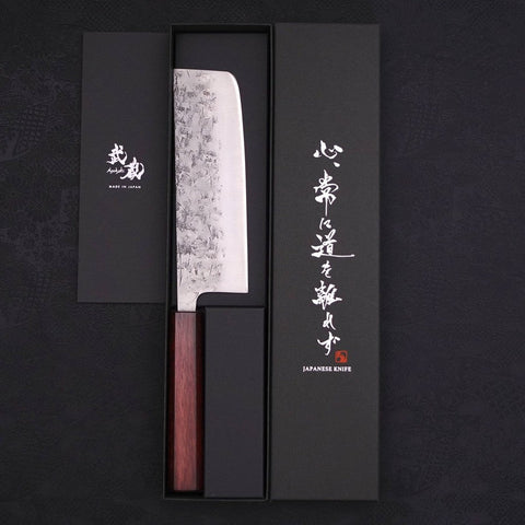 Nakiri SLD Nashiji Washi Purple Urushi Handle 165mm-[Musashi]-[Japanese-Kitchen-Knives]