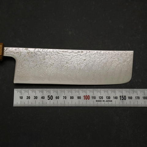 Nakiri SLD Wave Nickel Damascus Yaki Urushi Handle 165mm-[Musashi]-[Japanese-Kitchen-Knives]