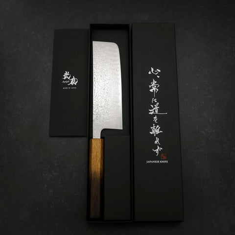 Nakiri SLD Wave Nickel Damascus Yaki Urushi Handle 165mm-[Musashi]-[Japanese-Kitchen-Knives]