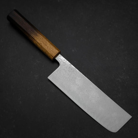 Nakiri SLD Wave Nickel Damascus Yaki Urushi Handle 165mm-[Musashi]-[Japanese-Kitchen-Knives]