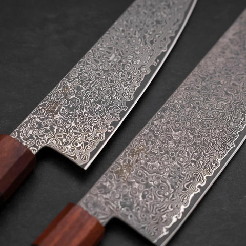 Nakiri & Santoku VG-10 Damasco Manico Shitan Ebano Sakura Set