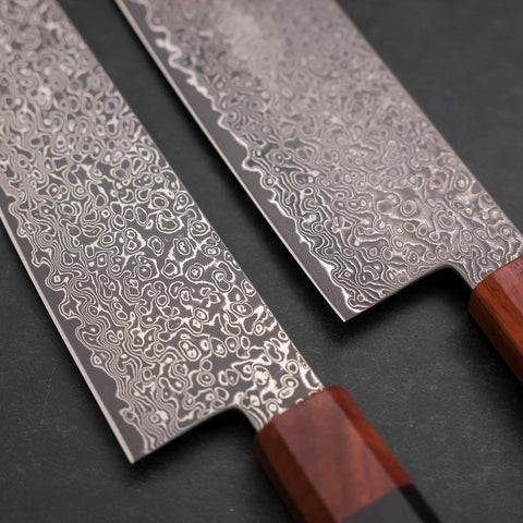 Nakiri & Santoku VG-10 Damasco Manico Shitan Ebano Sakura Set