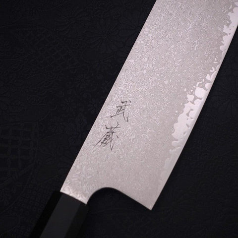 Nakiri Silver Steel #3 Damascus Buffalo Ebony Handle 165mm-[Musashi]-[Japanese-Kitchen-Knives]