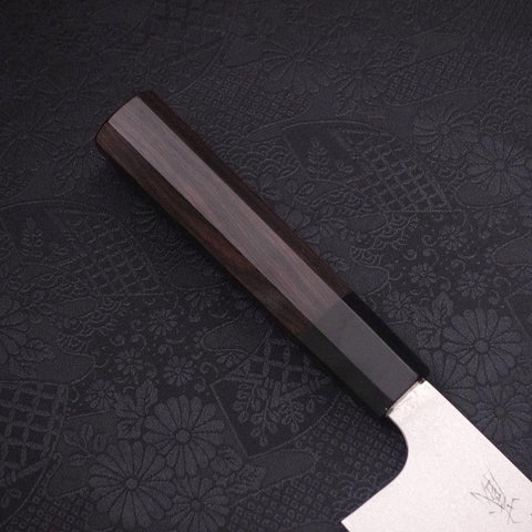Nakiri Silver Steel #3 Damascus Buffalo Ebony Handle 165mm-[Musashi]-[Japanese-Kitchen-Knives]