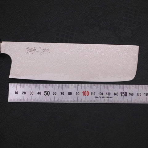 Nakiri Silver Steel #3 Damascus Buffalo Ebony Handle 165mm-[Musashi]-[Japanese-Kitchen-Knives]