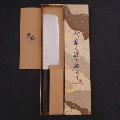 Nakiri Silver Steel #3 Damascus Buffalo Ebony Handle 165mm-[Musashi]-[Japanese-Kitchen-Knives]