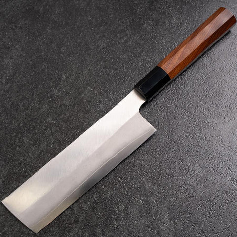 Nakiri Silver Steel #3 Kasumi Buffalo Bubinga Handle 165mm (6.5”)-[Musashi]-[Japanese-Kitchen-Knives]