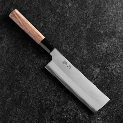 Nakiri Silver Steel #3 Kasumi Buffalo Walnut Handle 165mm (6.5”)-[Musashi]-[Japanese-Kitchen-Knives]