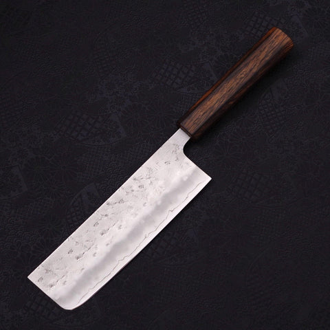 Nakiri Silver Steel #3 Nashiji Sumi Urushi Handle 165mm-[Musashi]-[Japanese-Kitchen-Knives]