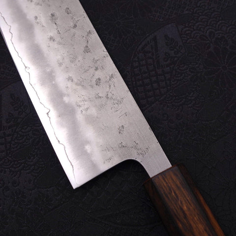 Nakiri Silver Steel #3 Nashiji Sumi Urushi Handle 165mm-[Musashi]-[Japanese-Kitchen-Knives]
