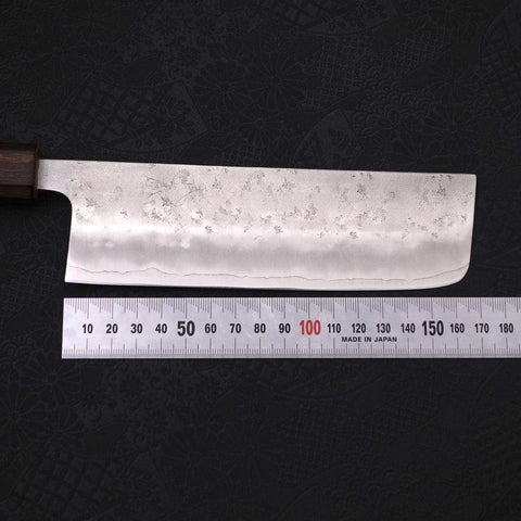 Nakiri Silver Steel #3 Nashiji Sumi Urushi Handle 165mm-[Musashi]-[Japanese-Kitchen-Knives]