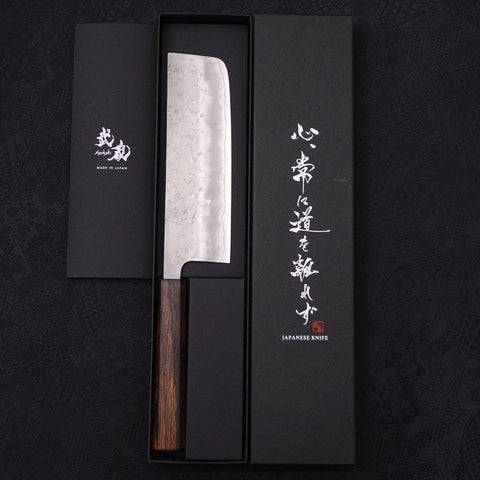 Nakiri Silver Steel #3 Nashiji Sumi Urushi Handle 165mm-[Musashi]-[Japanese-Kitchen-Knives]
