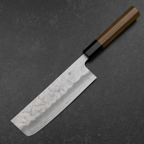 Nakiri Silver Steel #3 Nashiji Washi Buffalo Bubinga Handle 165mm-[Musashi]-[Japanese-Kitchen-Knives]