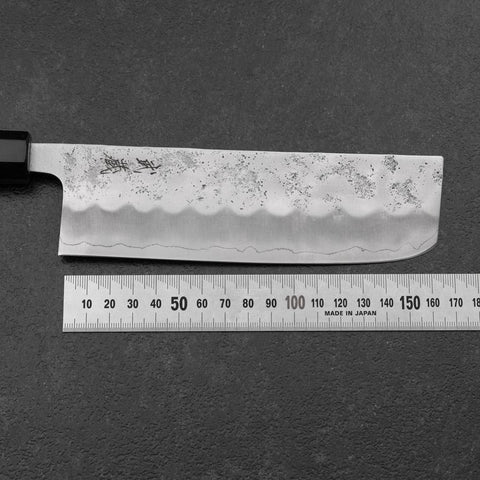 Nakiri Silver Steel #3 Nashiji Washi Buffalo Bubinga Handle 165mm-[Musashi]-[Japanese-Kitchen-Knives]