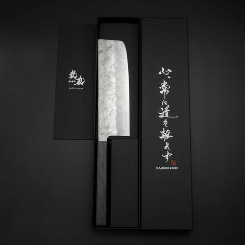 Nakiri Silver Steel #3 Nashiji Washi Dark Blue Urushi Handle 165mm (6.5”)-[Musashi]-[Japanese-Kitchen-Knives]