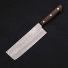 Nakiri Silver Steel #3 Nashiji Western Brown Handle 165mm-[Musashi]-[Japanese-Kitchen-Knives]