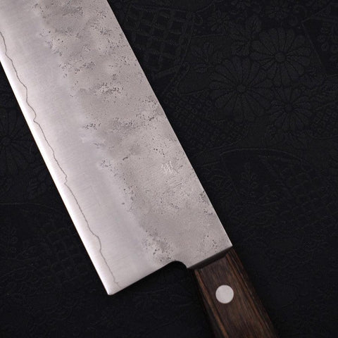 Nakiri Silver Steel #3 Nashiji Western Brown Handle 165mm-[Musashi]-[Japanese-Kitchen-Knives]