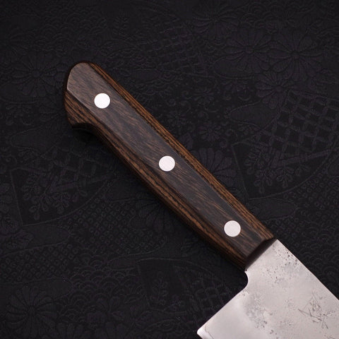 Nakiri Silver Steel #3 Nashiji Western Brown Handle 165mm-[Musashi]-[Japanese-Kitchen-Knives]