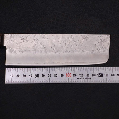 Nakiri Silver Steel #3 Nashiji Western Brown Handle 165mm-[Musashi]-[Japanese-Kitchen-Knives]