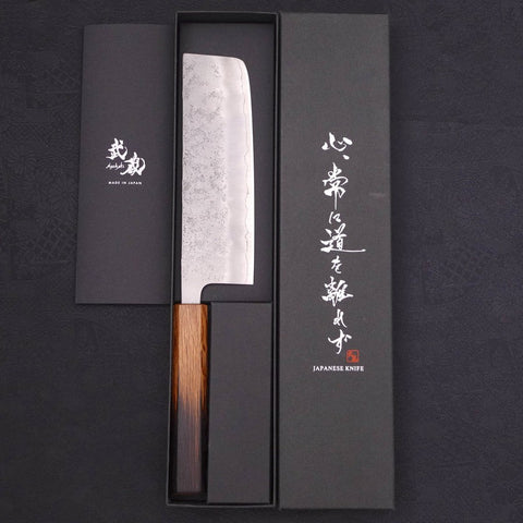 Nakiri Silver Steel #3 Nashiji Yaki Urushi Handle 165mm-[Musashi]-[Japanese-Kitchen-Knives]