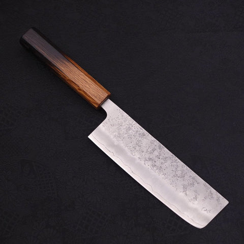Nakiri Silver Steel #3 Nashiji Yaki Urushi Handle 165mm-[Musashi]-[Japanese-Kitchen-Knives]