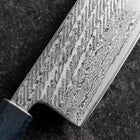 Nakiri Silver Steel #3 Nawame Damascus Dark Blue Urushi Handle 165mm (6.5”)-[Musashi]-[Japanese-Kitchen-Knives]