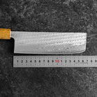 Nakiri Silver Steel #3 Nawame Damascus Yaki Urushi Handle 165mm (6.5”)-[Musashi]-[Japanese-Kitchen-Knives]