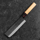 Nakiri Stainless Clad Blue Steel #2 Kurouchi Zelkova Handle 165mm (6.5”)-[Musashi]-[Japanese-Kitchen-Knives]