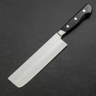 Nakiri Stainless Clad Blue Steel #2 Tsuchime Western Black Handle 170mm (6.7”)-[Musashi]-[Japanese-Kitchen-Knives]