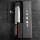 Nakiri Stainless Clad Blue Super Polished Western Black Red Handle 160mm (6.3”)-[Musashi]-[Japanese-Kitchen-Knives]