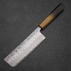 Nakiri Sweden Steel Nashiji Damascus Yaki Urushi Handle 165mm-[Musashi]-[Japanese-Kitchen-Knives]