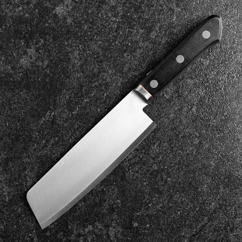 Nakiri VG-1 Polished Western Black Handle 160mm (6.3”)-[Musashi]-[Japanese-Kitchen-Knives]
