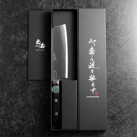 Nakiri VG-1 Polished Western Black Handle 160mm (6.3”)-[Musashi]-[Japanese-Kitchen-Knives]