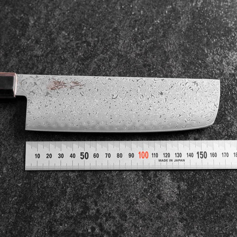 Nakiri VG-10 Damascus Brown Birch Handle 165mm-[Musashi]-[Japanese-Kitchen-Knives]