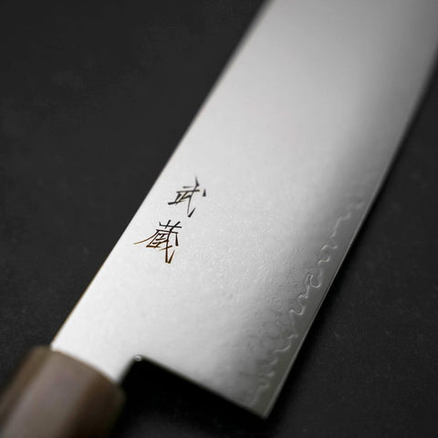 Nakiri VG-10 Damascus Buffalo Dark Pink Maple Handle 170mm-[Musashi]-[Japanese-Kitchen-Knives]