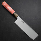 Nakiri VG-10 Damascus Buffalo Dark Pink Maple Handle 170mm-[Musashi]-[Japanese-Kitchen-Knives]