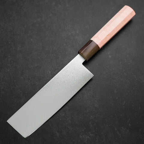Nakiri VG-10 Damascus Buffalo Light Pink Maple Handle 170mm-[Musashi]-[Japanese-Kitchen-Knives]