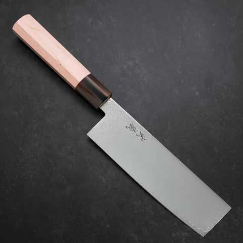 Nakiri VG-10 Damascus Buffalo Light Pink Maple Handle 170mm-[Musashi]-[Japanese-Kitchen-Knives]
