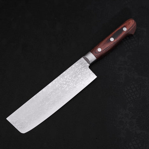 Nakiri VG-10 Damascus Mahogany Handle 165mm (6.5”)-[Musashi]-[Japanese-Kitchen-Knives]