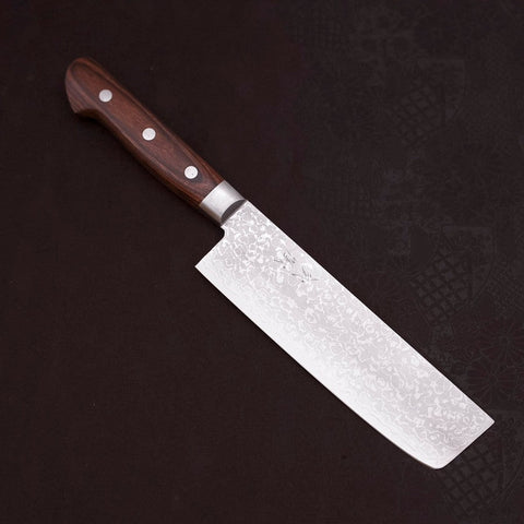 Nakiri VG-10 Damascus Mahogany Handle 165mm (6.5”)-[Musashi]-[Japanese-Kitchen-Knives]